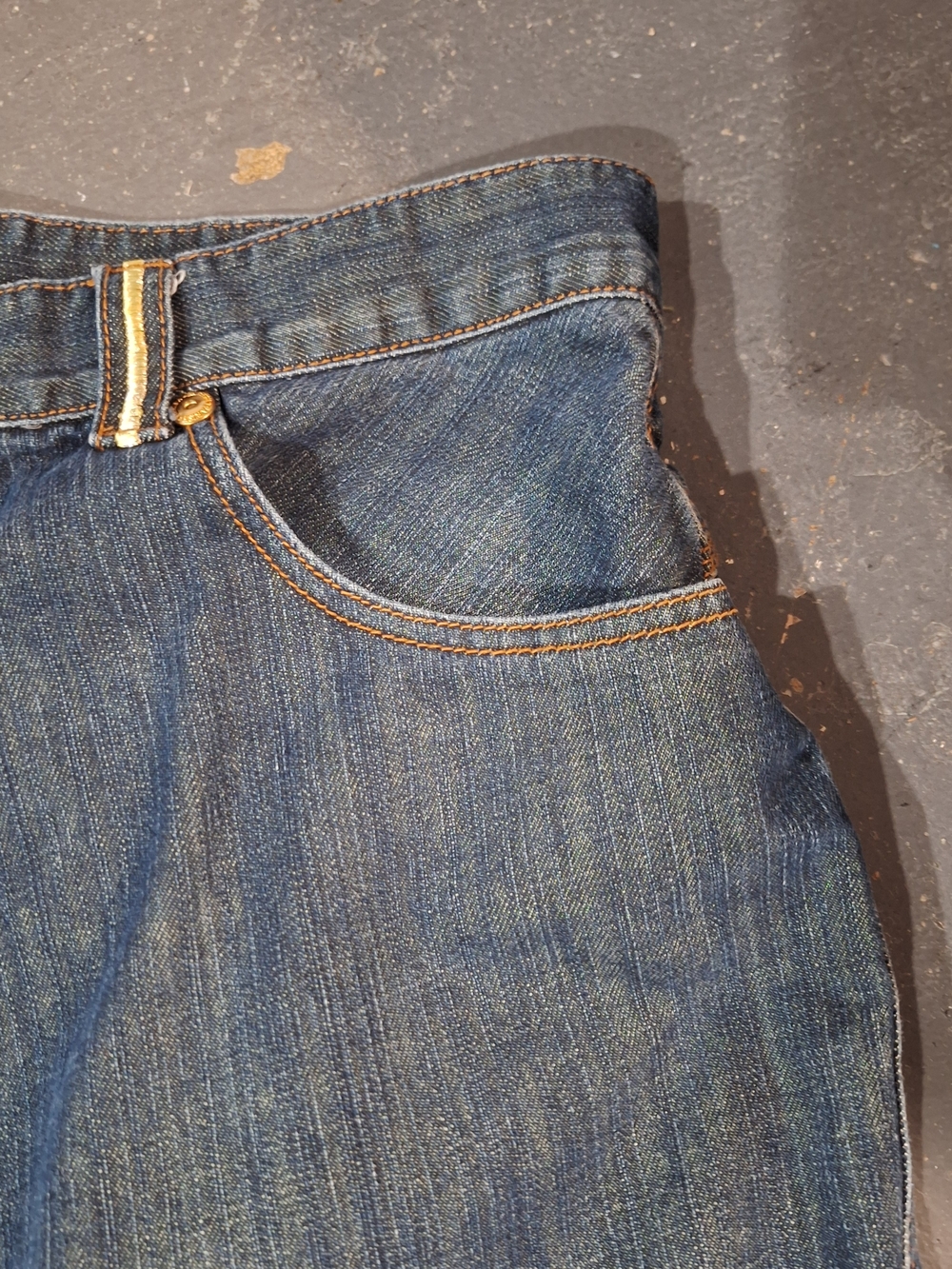 Parish Men's Straight-Leg Denim Jeans in Blue Flap Pocket Leather.Read.see Pocke - Picture 3 of 16